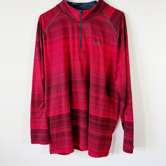 Under Armour Tech Heatgear 1/4 Zip Pullover Red Gray Size 2XL - Picture 2 of 10